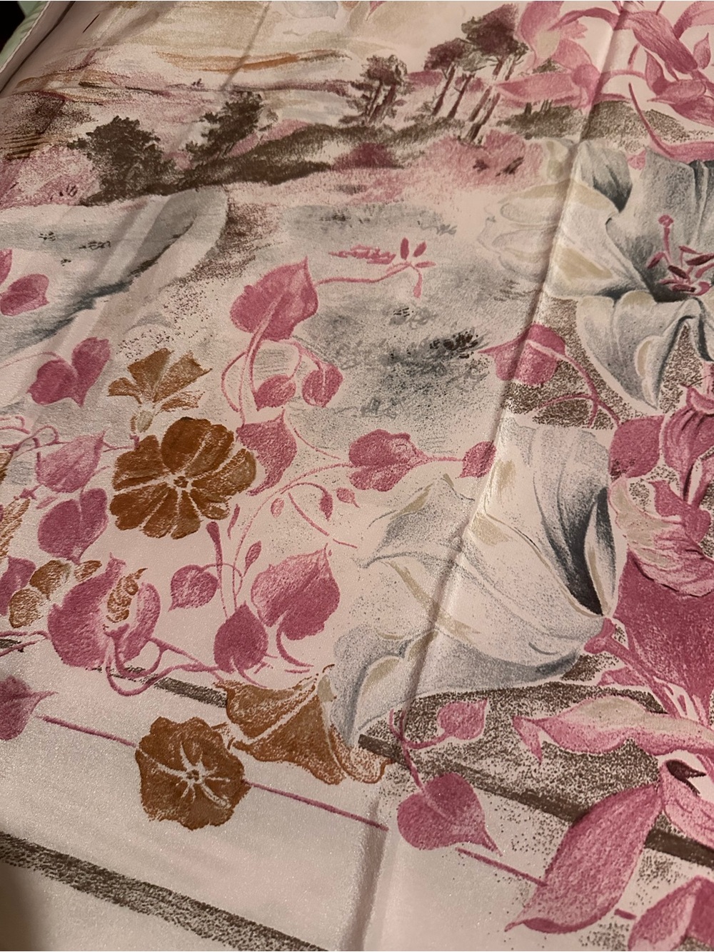 Christian Dior Pink Floral Square Scarf - Picture 10 of 11